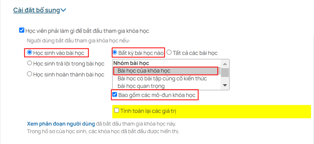 
		<p>
		<em>Bắt đầu khoá học được xem xét là khi học sinh tham gia bất kỳ bài học hoặc mô-đun khóa học</em>	</p>	