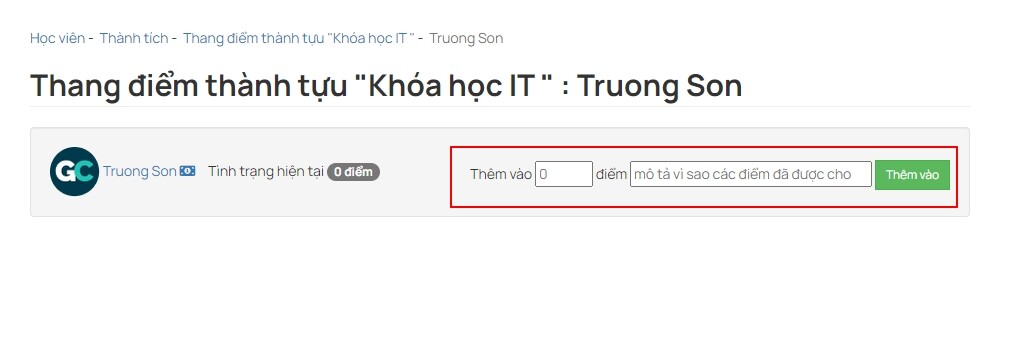 Cộng/trừ điểm