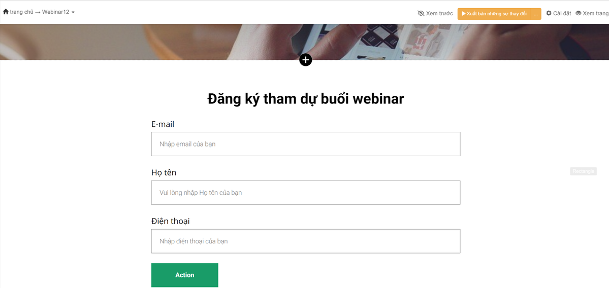 Mẫu đăng ký hội thảo trên web