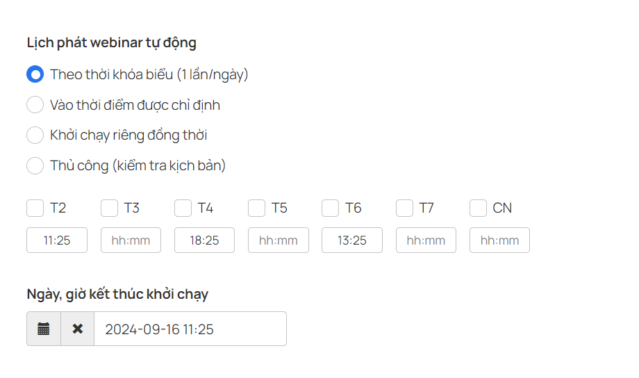 Lịch phát webinar tự động