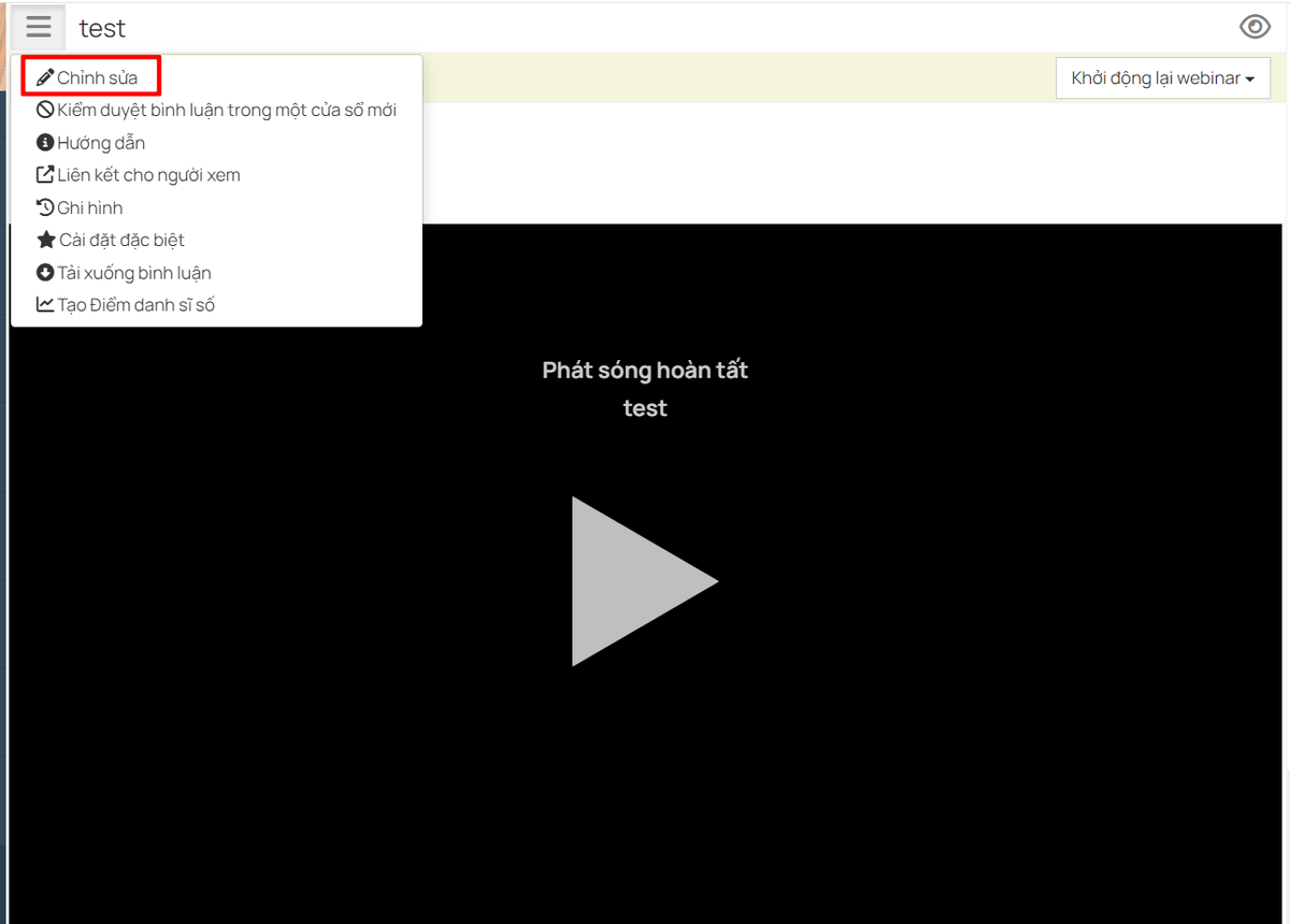 Cách chỉnh sửa webinar